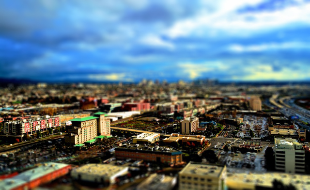 Photo of Emeryville CA in the style of a miniature model