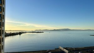 Photo of Golden Gate and Bay views from Pacific Park Plaza in Emeryville CA