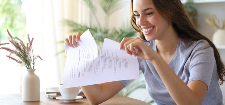 Lease-Breaking Bash Image of a lease break with a woman tearing up her lease document