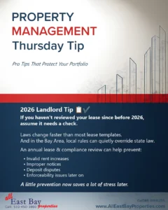 Landlord Thursday Tip: If you haven't reviewed your lease since before 2026, assume it needs a check.
