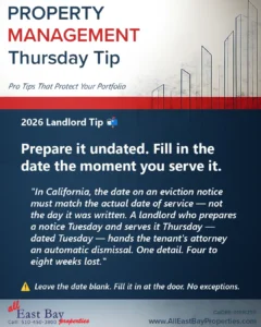 Property Management Tip: Prepare the notice undated. Fill in the date the moment you serve it.
