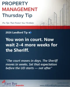 Thursday Tip - You won. Now what 2-4 weeks for the Sheriff.