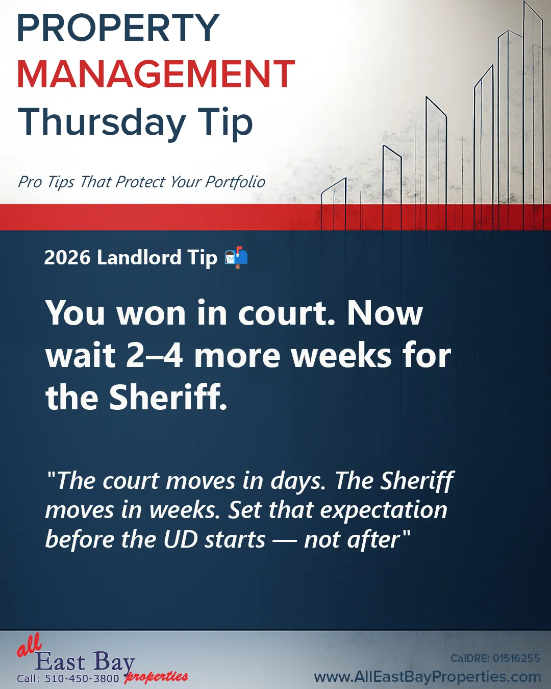 Thursday Tip - You won. Now what 2-4 weeks for the Sheriff.