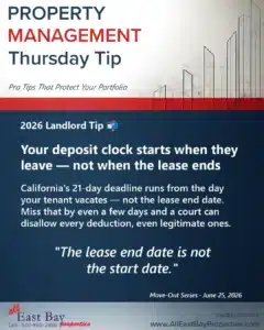 Thursday Tip - Your deposit clock starts when they leave, not when the lease ends