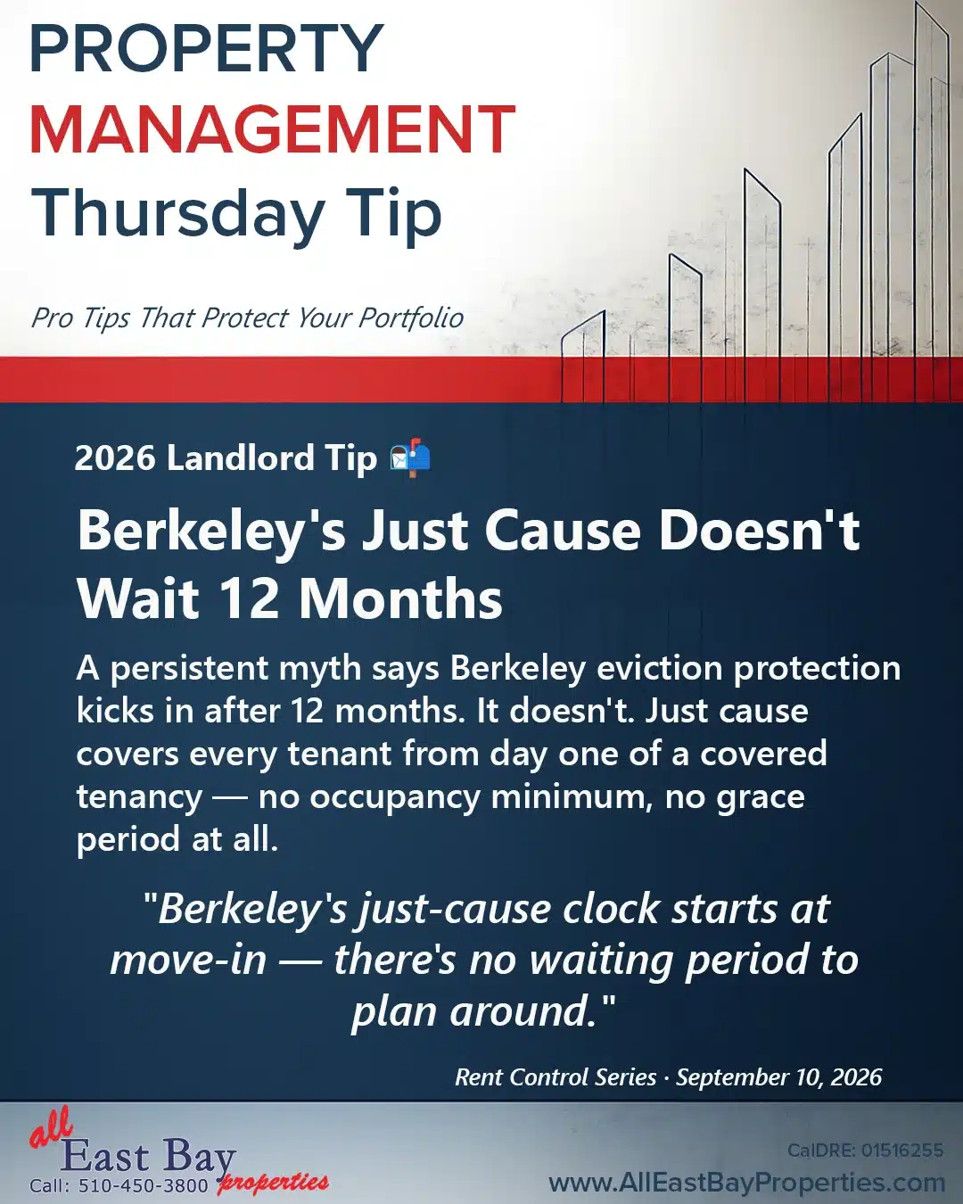 Thursday Tip: Berkeley’s Just Cause Doesn’t Wait 12 Months